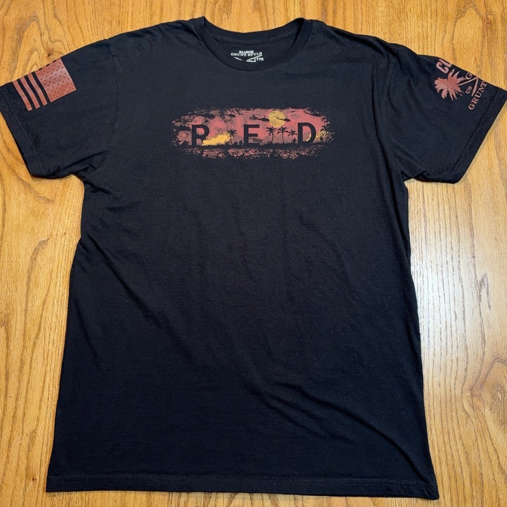 Grunt Style R.E.D. Shirt Mens XL Black American Flag Club Graphic Cotton